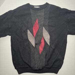 Vintage Wool St. Croix Red, Black, & Grey Knit Sweater - Size M